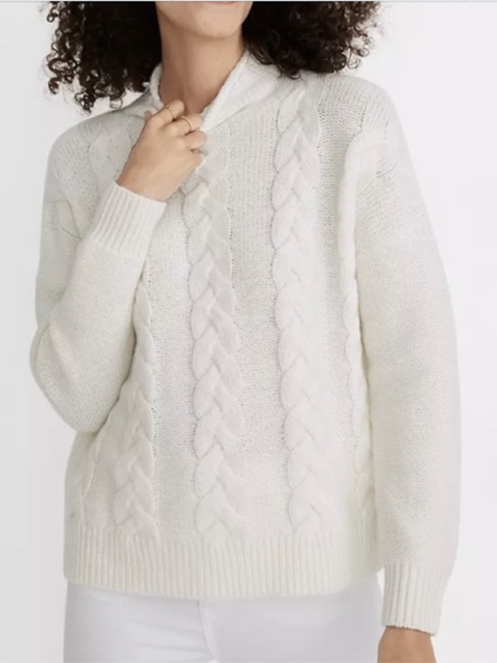 EUC! 🤎 Madewell Grenville Cable Knit Sweater, Heather Sand, L